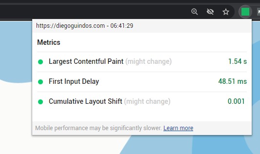 Core Web Vitals Extension Chrome